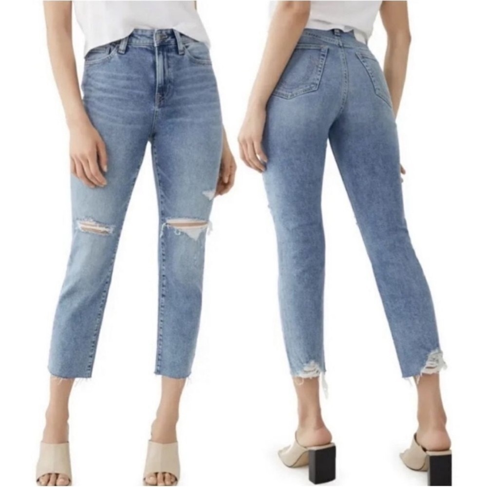 True Religion Starr Jeans Women Mid Rise Cropped Straight Bite Out Hem 30 - Picture 13 of 13